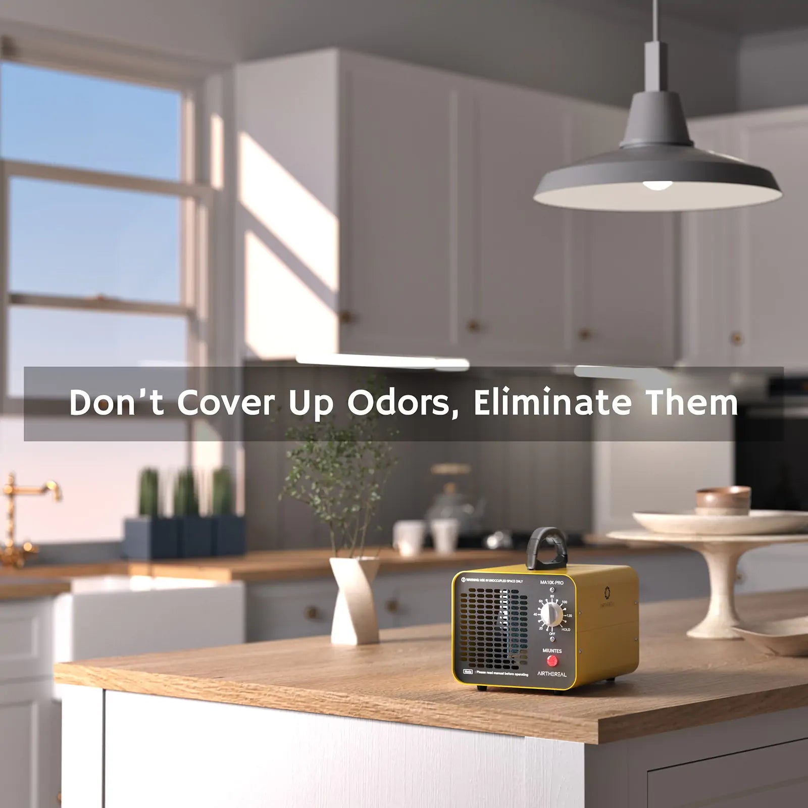 Airthereal MA10K-PRO Ozone Generator 10000 mg/h High Capacity O3 Machine, Home Ionizer Odor Remover, Yellow