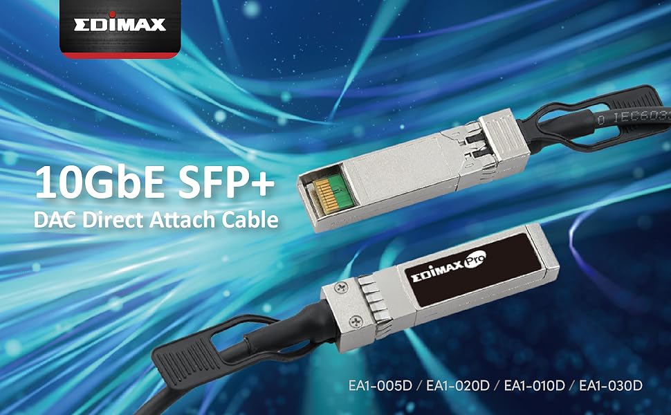 Edimax DAC Direct Attach Copper Twinax Cable 2M 10GbE SFP+ , Backward Compatible to SFP