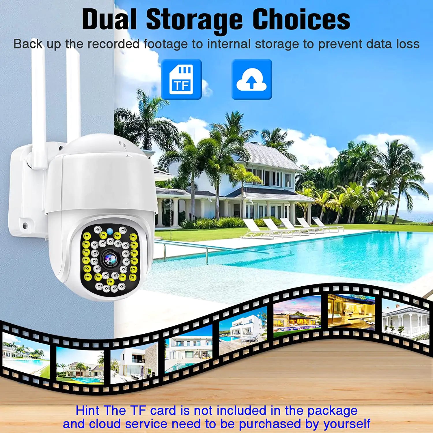 MP Security Camera WiFi Camera Outdoor Home Security Camera with Spotlight Night Vision,Alarm,Remote Access,Motion Detection,2-Way Audio