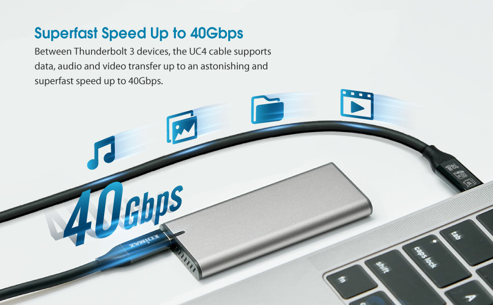 Edimax 40Gbps USB4 Thunderbolt 3 Cable USB-C to USB-Cable, 2 m Length