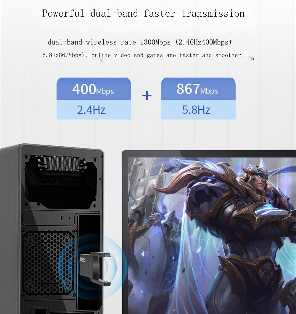 Dual-band gigabit wall-through wireless network card 1300M computer usb wifi receiver 5G wireless network card