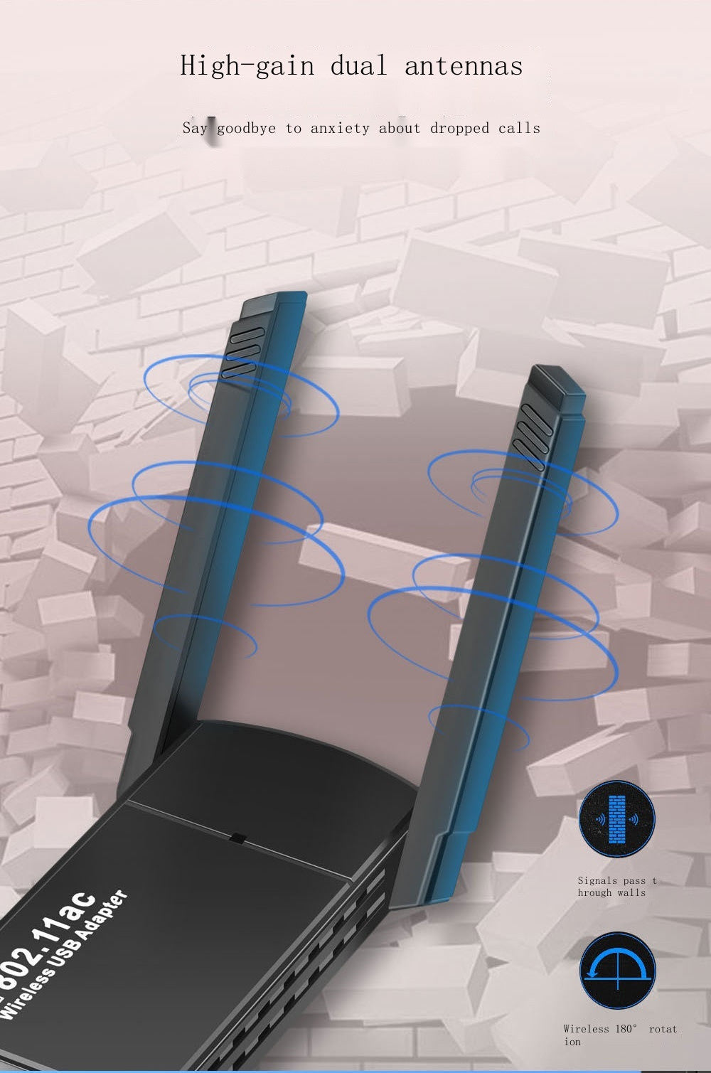 Dual-band gigabit wall-through wireless network card 1300M computer usb wifi receiver 5G wireless network card