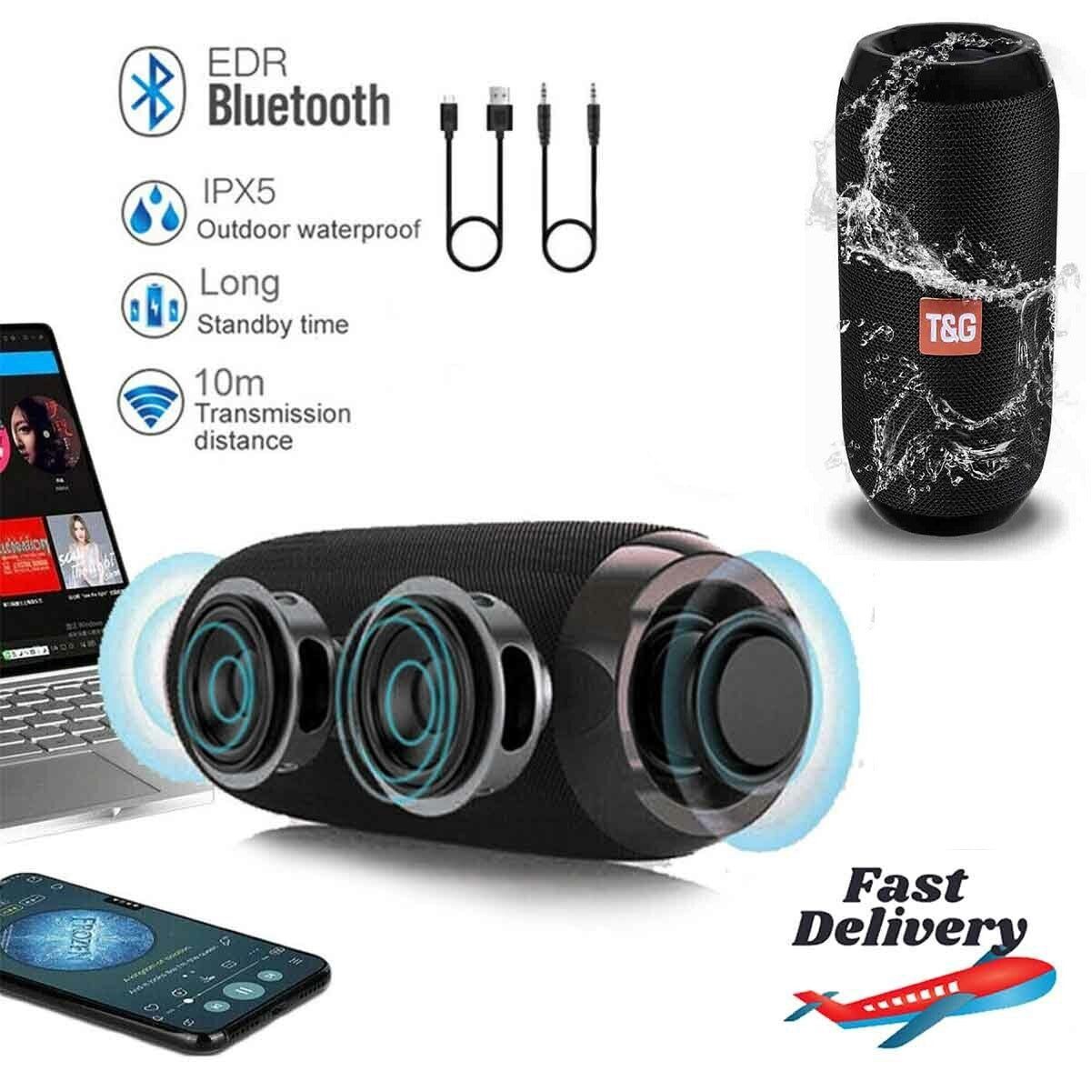 Bluetooth Speakers Portable Wireless Speaker IPX5 Waterproof Shower Speakers with Deep Bass/8H Playtime/TWS Pairing/TF Card/AUX for Indoor & Outdoor