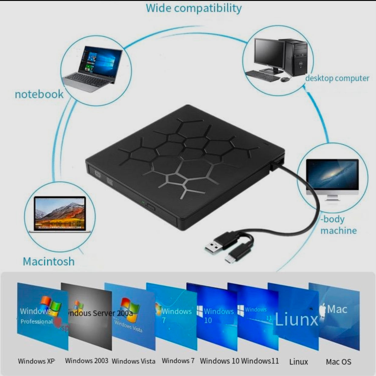 7-in-one multi-function DVD recorder, VCD player, mobile external optical drive