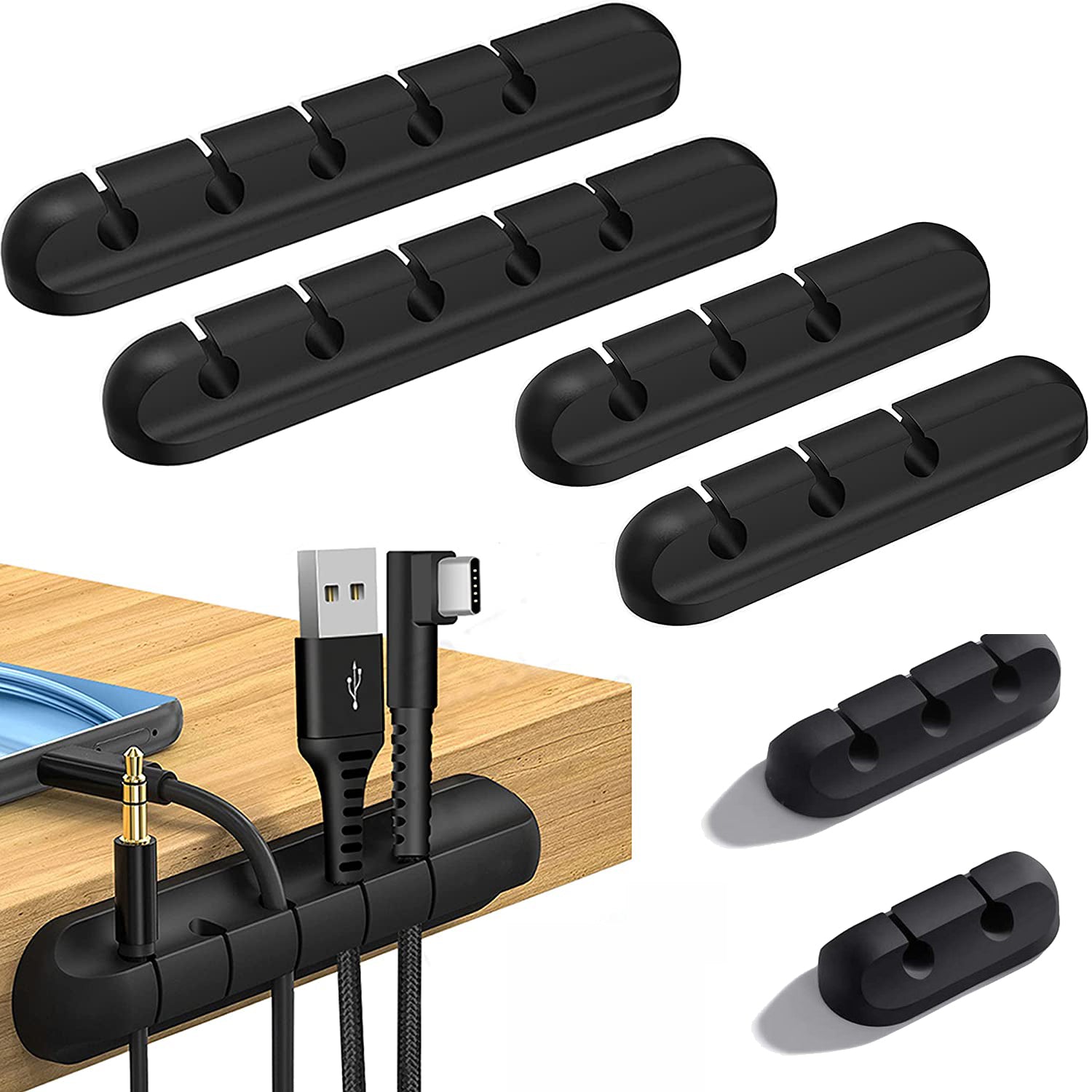 Cable Organizer Clips Cord Holder Self Adhesive Cable Management Removable & Reusable Cable Holder for USB Cable/Power Cord/Wire 2025 upgrade version