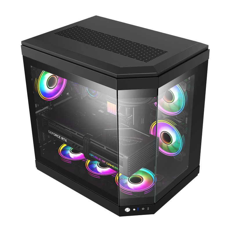 GameMax HYPE Mid-Tower ATX PC case 3x ARGB fan- black