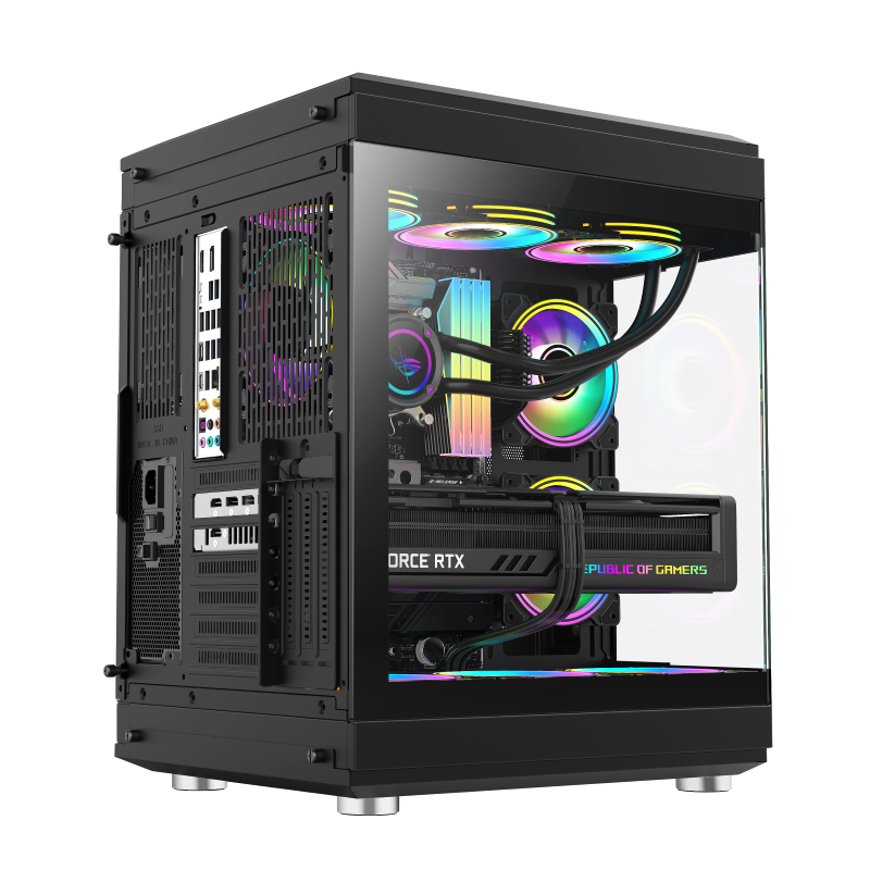 GameMax HYPE Mid-Tower ATX PC case 3x ARGB fan- black
