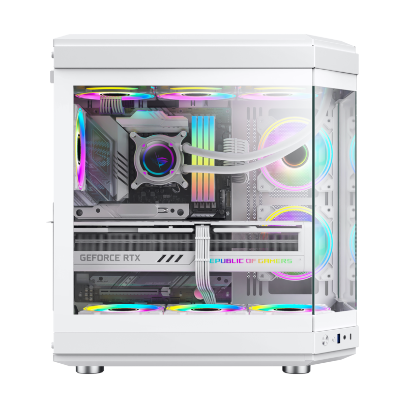 GameMax HYPE Mid-Tower ATX PC case 3x ARGB fan- white