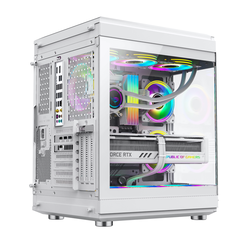 GameMax HYPE Mid-Tower ATX PC case 3x ARGB fan- white