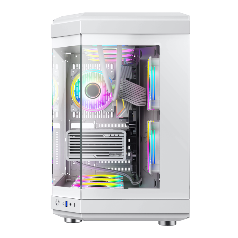 GameMax HYPE Mid-Tower ATX PC case 3x ARGB fan- white