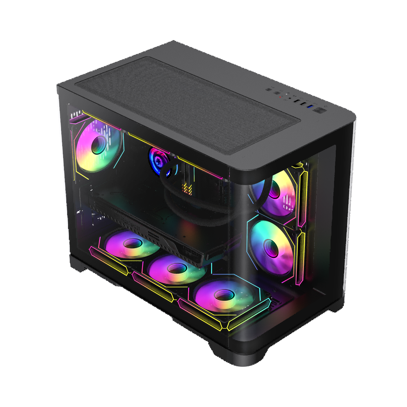 Gamemax HYPE-M BK Computer case M-ATX black Case 3x ARGB fan