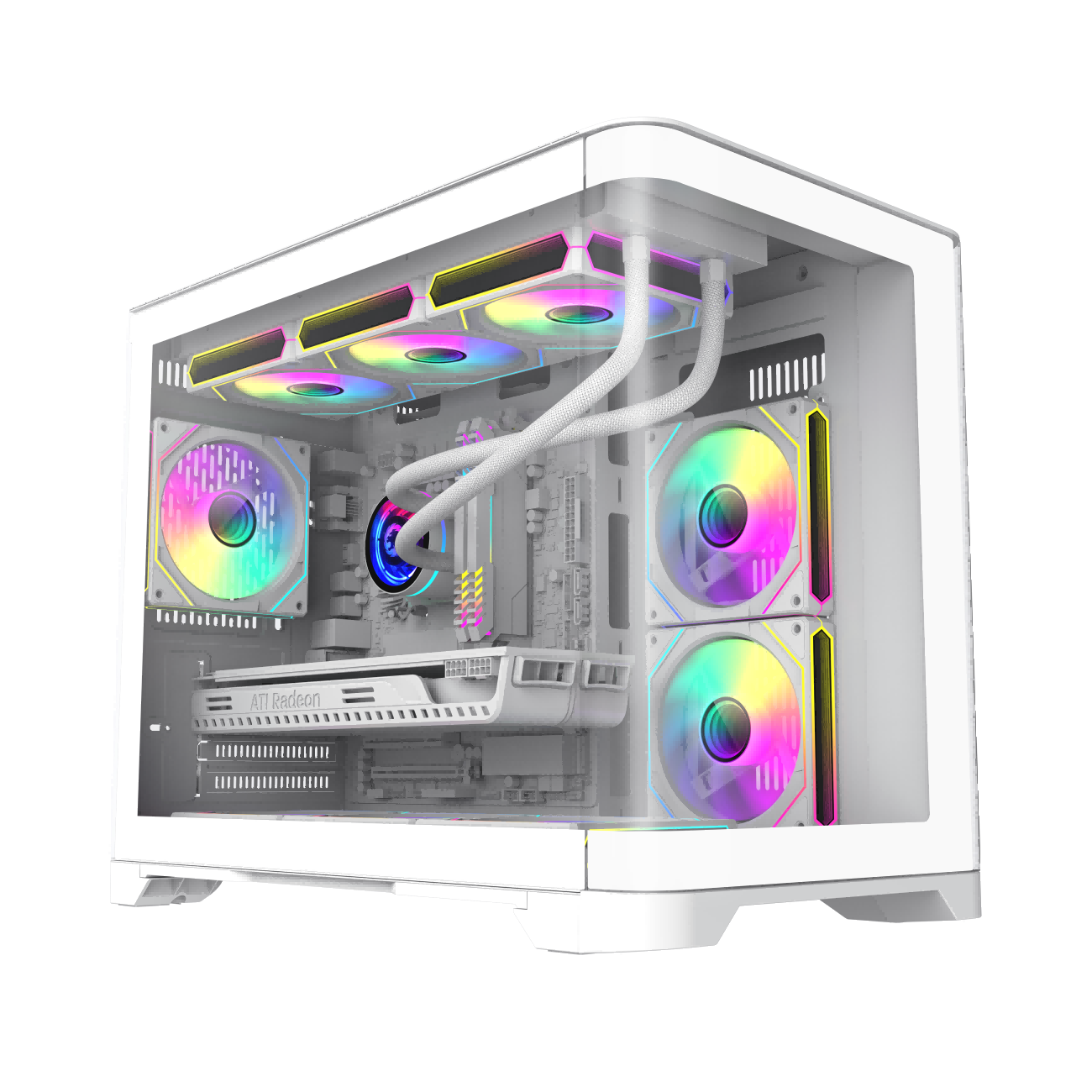 Gamemax HYPE-M WH Computer case M-ATX white Case 3x ARGB fan