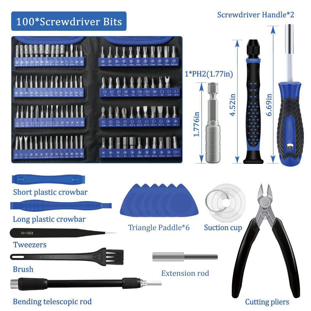 118 in 1 Precision Screwdriver Set with 100 bits Magnetic Repair Tool Kit Micro built-in box for Electronics PC Phone Laptop Drones Watch