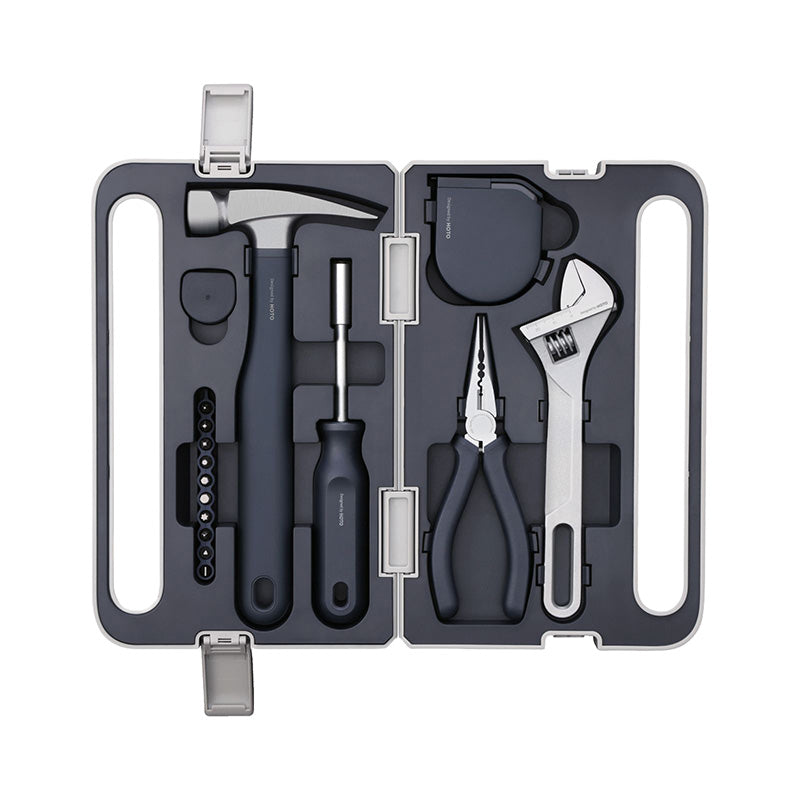 HOTO Tool Hand Tool Set Home Tool Kit with Screwdriver Wrench Hammer Tape Plier Tool Box