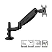 Loctek Pro Mount, 10"-30" Single Gas Spring Monitor Stand - Black - Ergonomic 360deg Swivel Arm - Max Load 5kg Per Arm - VESA 75 & 100mm