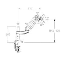 Loctek Pro Mount, 10"-30" Single Gas Spring Monitor Stand - Black - Ergonomic 360deg Swivel Arm - Max Load 5kg Per Arm - VESA 75 & 100mm