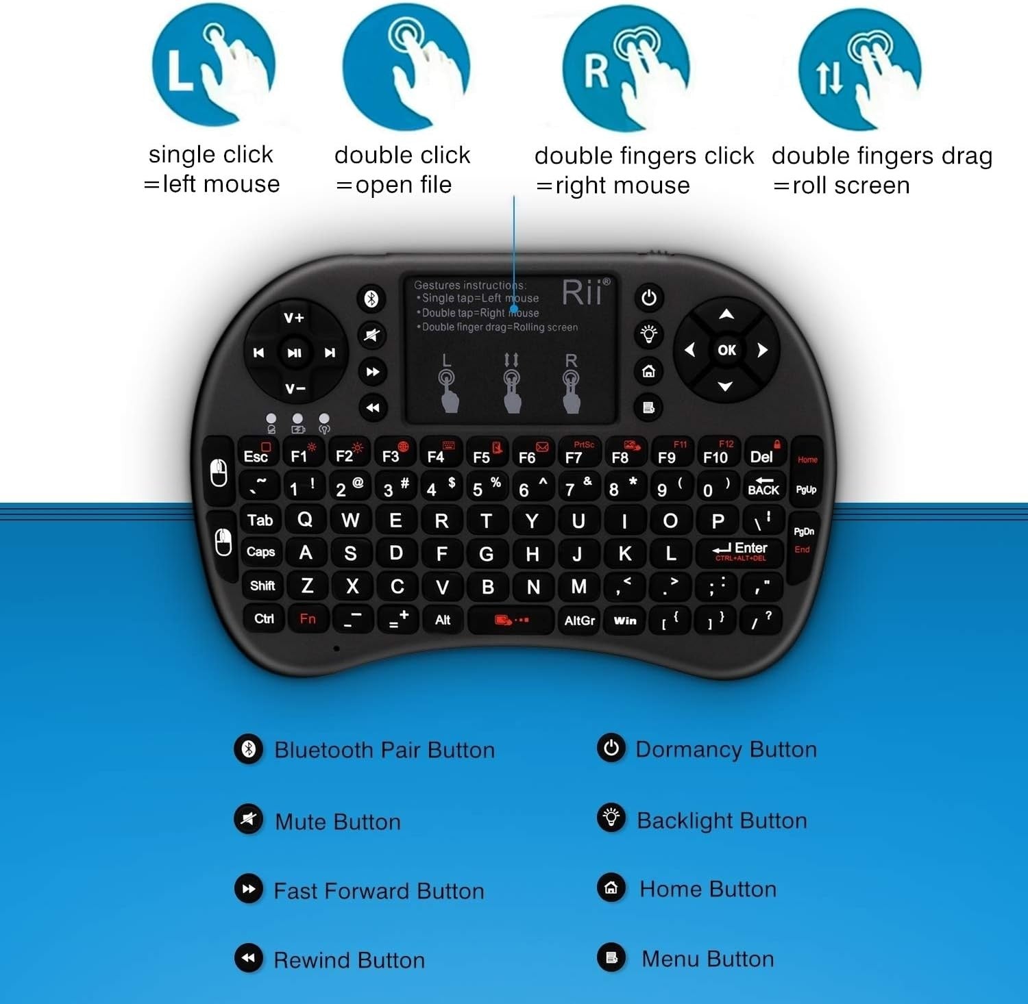 Wireless Mini Keyboard Remote Control Touchpad Mouse Combo Controller with RGB Backlit for Smart TV Android TV Box PC IPTTV 2.4GHz
