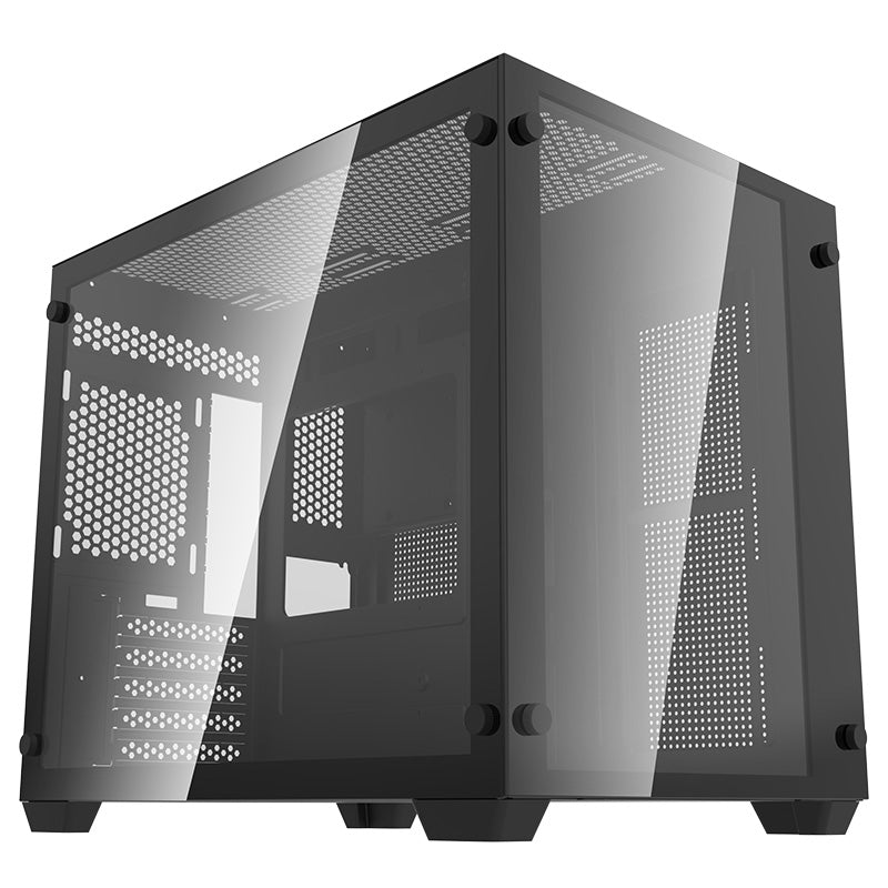 DarkFlash C285 Tempered Glass Micro-ATX Case - Black (C285M-Black)