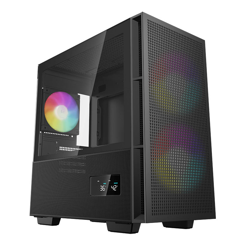 DeepCool CH360 Digital Tempered Glass M-ATX Case - Black