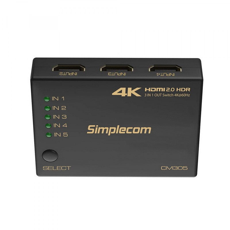 Simplecom UltraHD 5 Way HDMI Switch with 5-in-1 Out Splitter