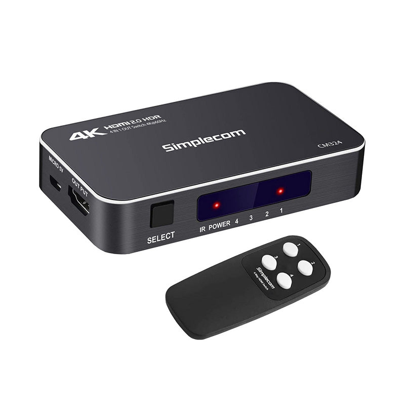 Simplecom 4 Way HDMI 2.0 Switch with Remote