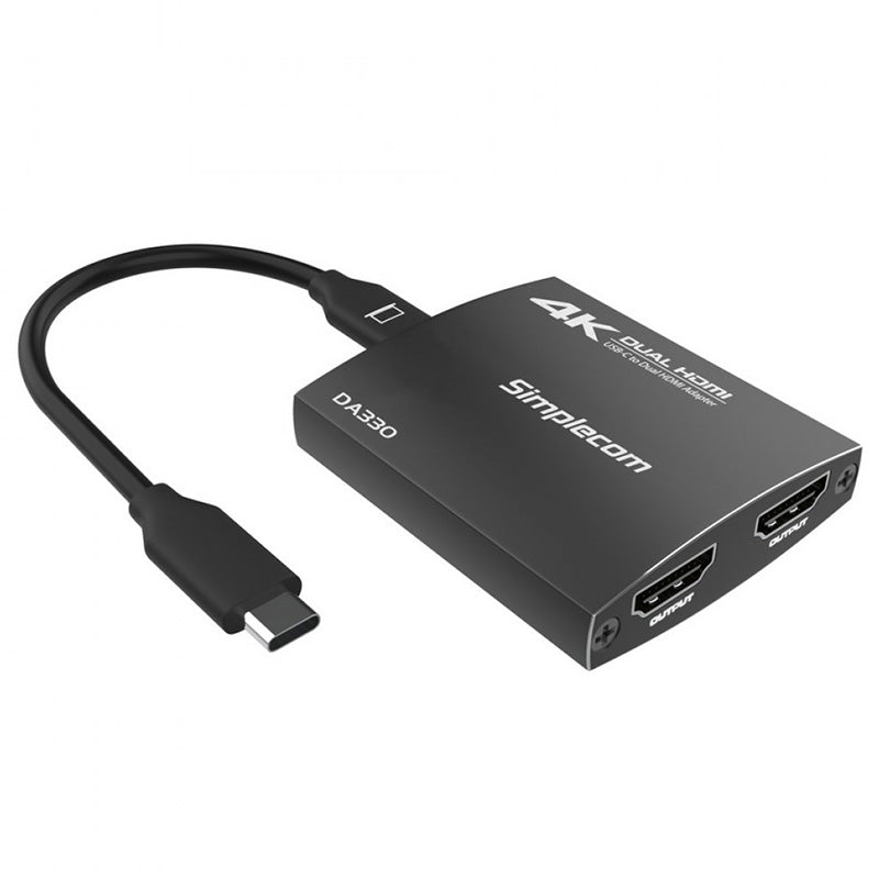 Simplecom USB-C to Dual HDMI MST Adapter 4K@60Hz with PD and Audio Out