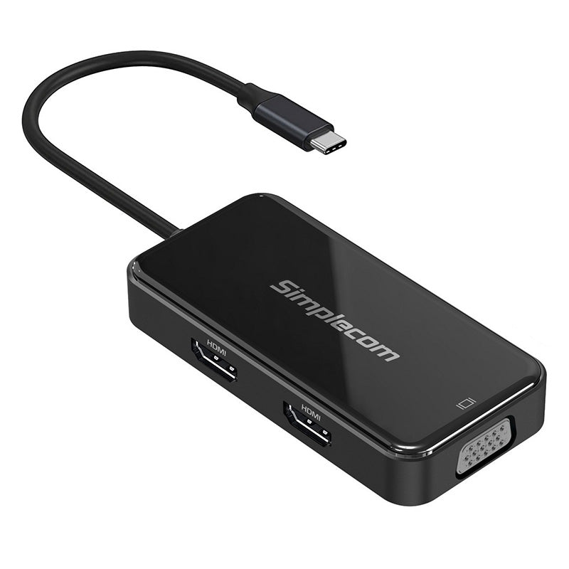 Simplecom 5-in-1 USB-C MST Hub with VGA and Dual HDMI Multiport Adapter