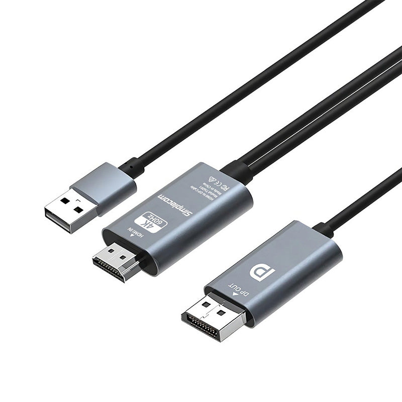 Simplecom HDMI to DisplayPort Active Converter Cable 4K@60hz USB Powered 2M