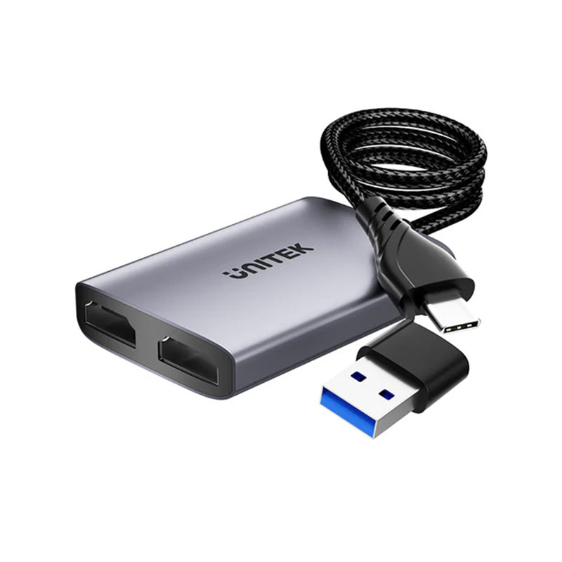 Unitek USB C/A Dual HDMI Adapter - Space Grey