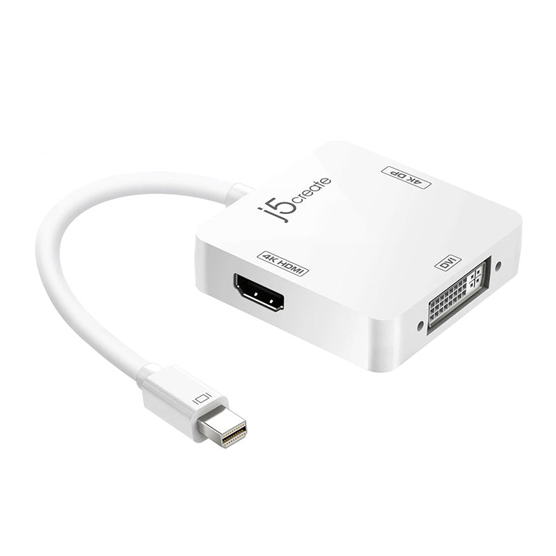 j5create mini DisplayPort to 4K DisplayPort with 4K HDMI and DVI Adapter