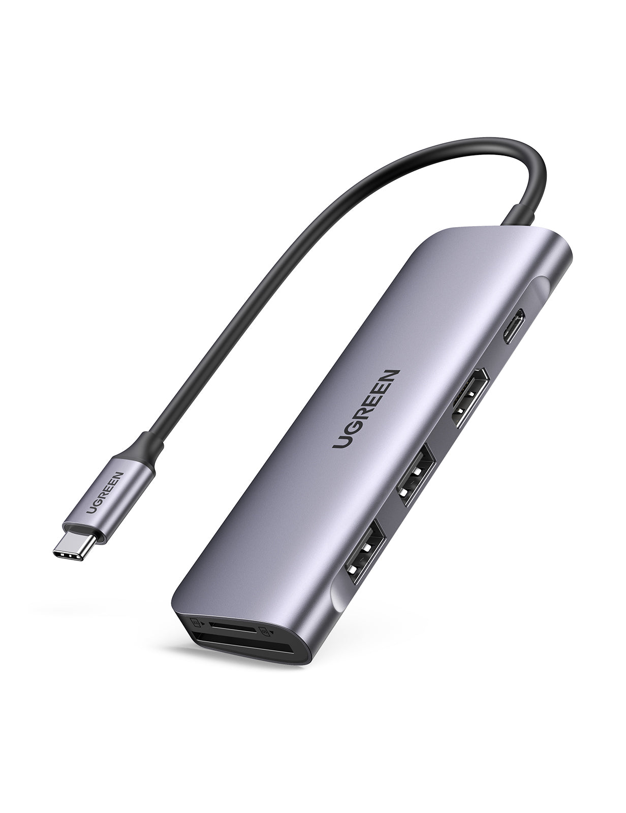 UGREEN USB-C to 2 Ports USB3.0-A Hub + HDMI + TF/SD with PD Power Supply