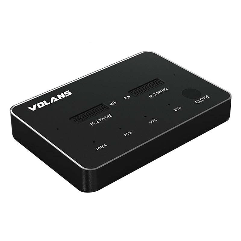 Volans Aluminum 2-Bay USB-C M.2 NVMe PCI-E SSD Docking Station with Clone