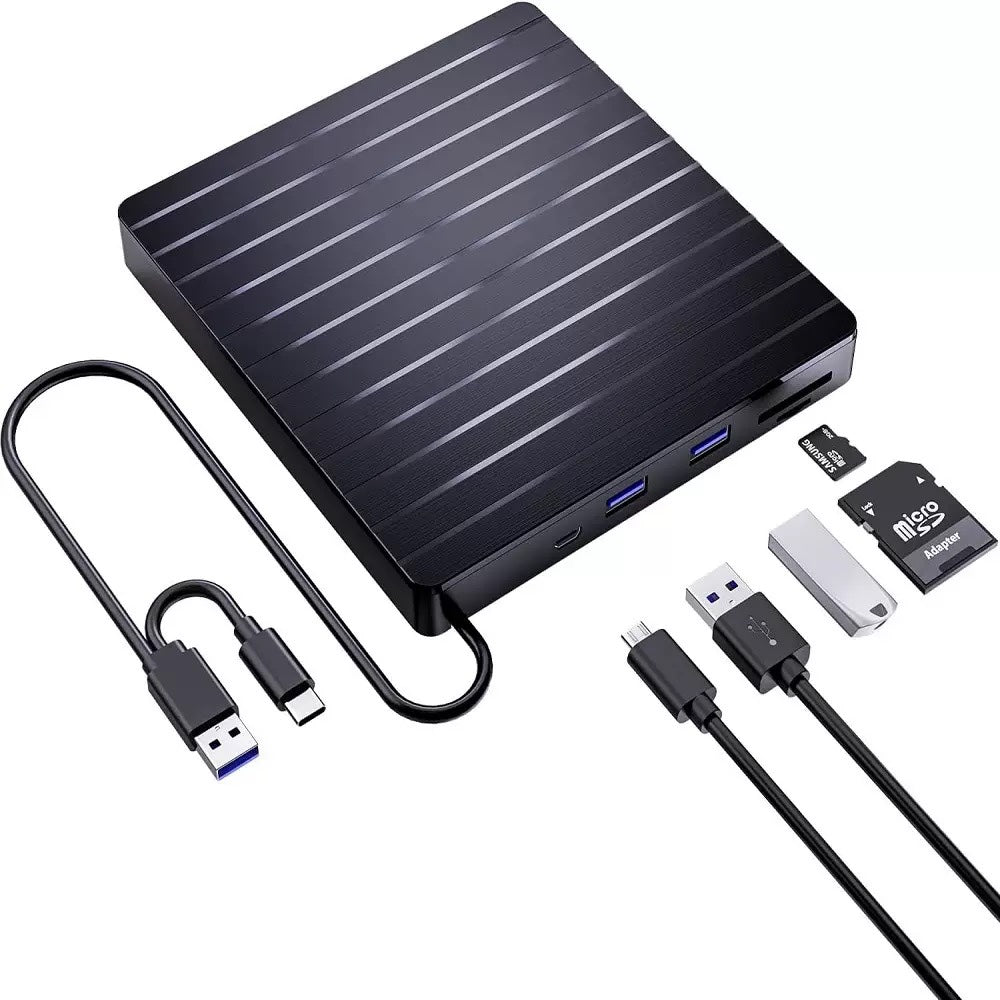 Mobile optical drive multifunctional dvd recorder 5 in 1 card disc dual interface reading USB3.0
