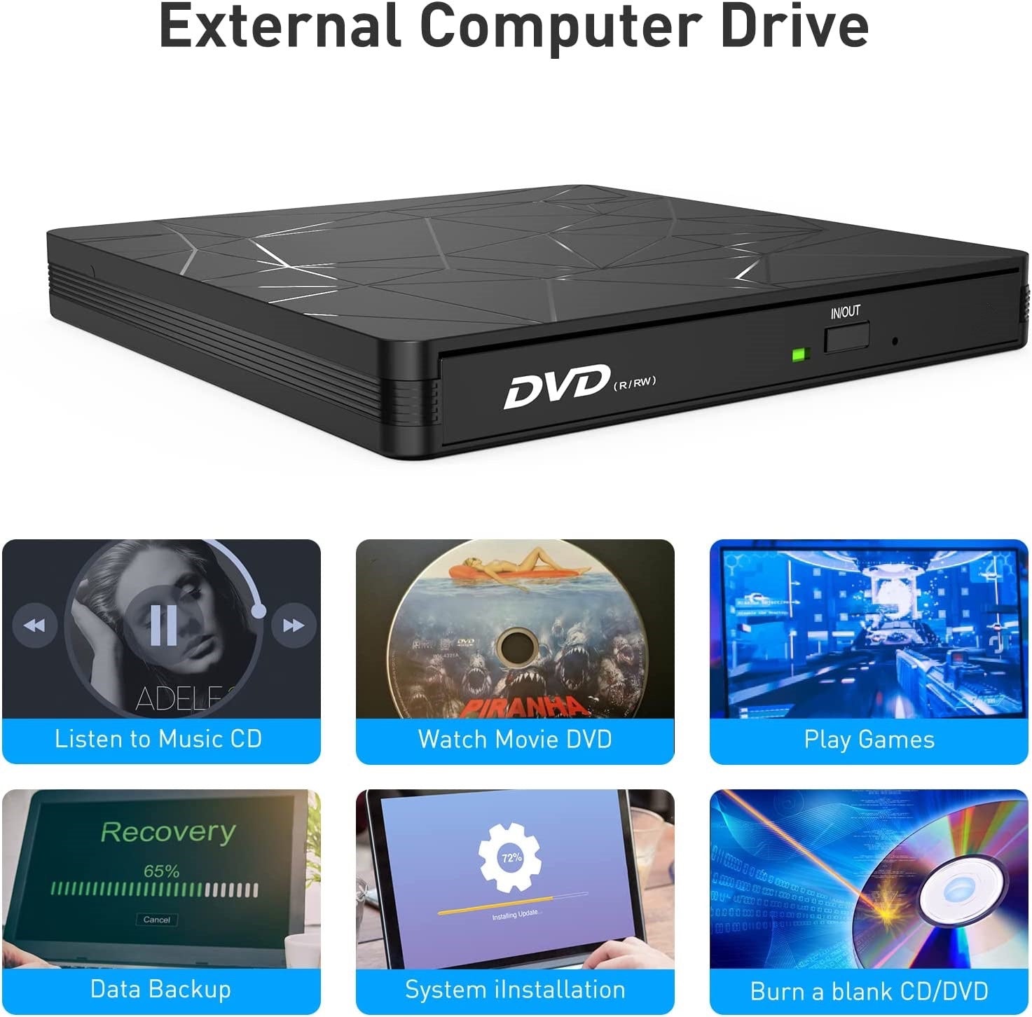 USB external optical drive, DVD/CD recorder, optical drive, portable reading and writing