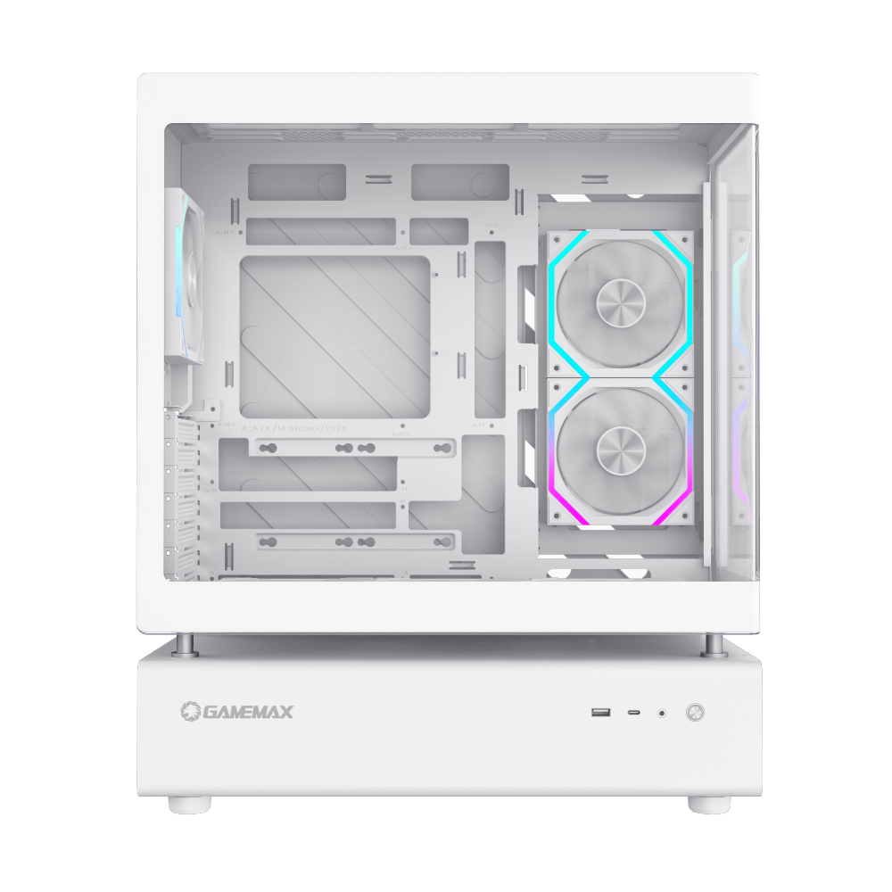 Gamemax ATX white GAMING Case Support BTF 6x ARGB fan
