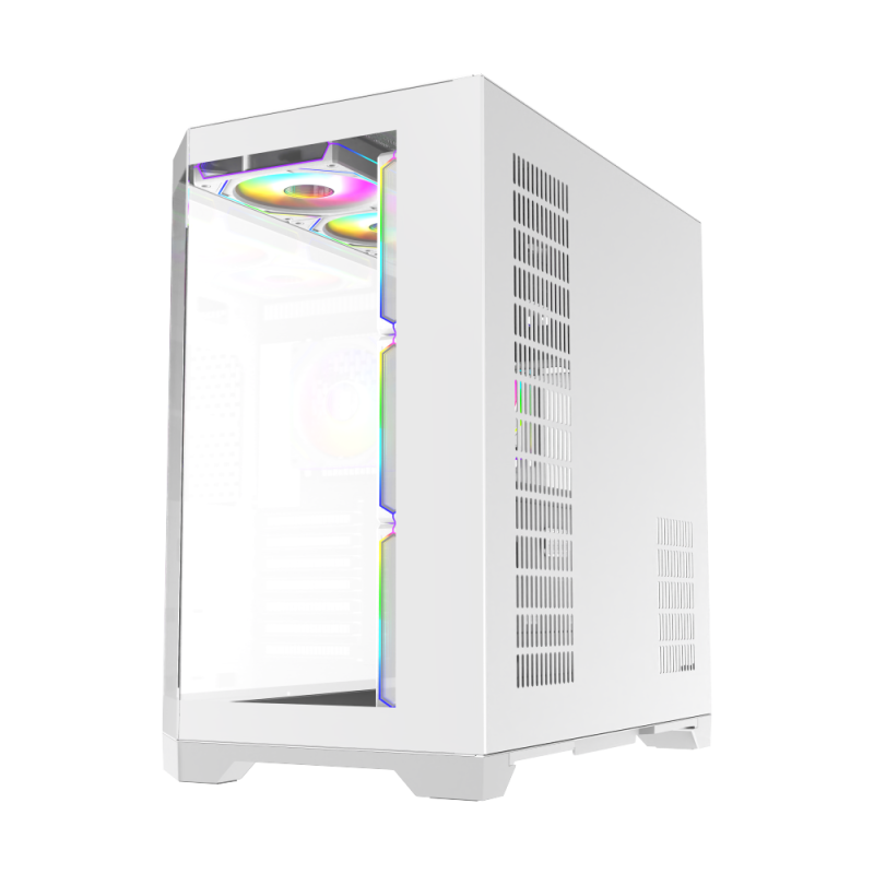 Gamemax Computer case, Fish tank ATX Case, 4 x ARGB fan - White