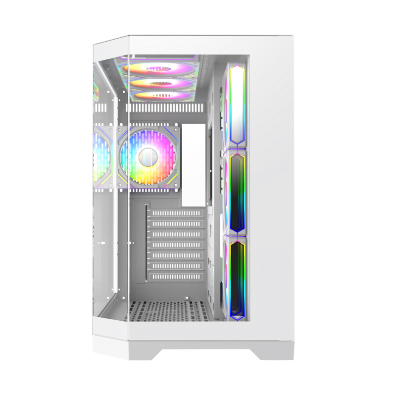 Gamemax Computer case, Fish tank ATX Case, 4 x ARGB fan - White