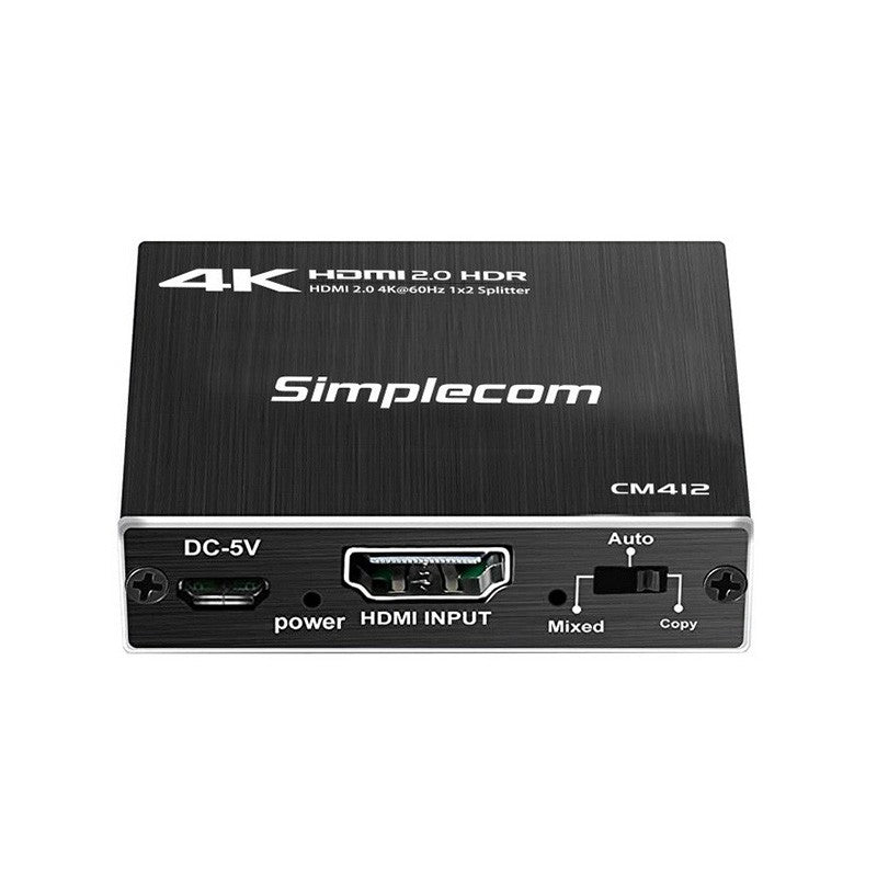Simplecom HDMI 2.0 1x2 Splitter with 2 Port HDMI Duplicator