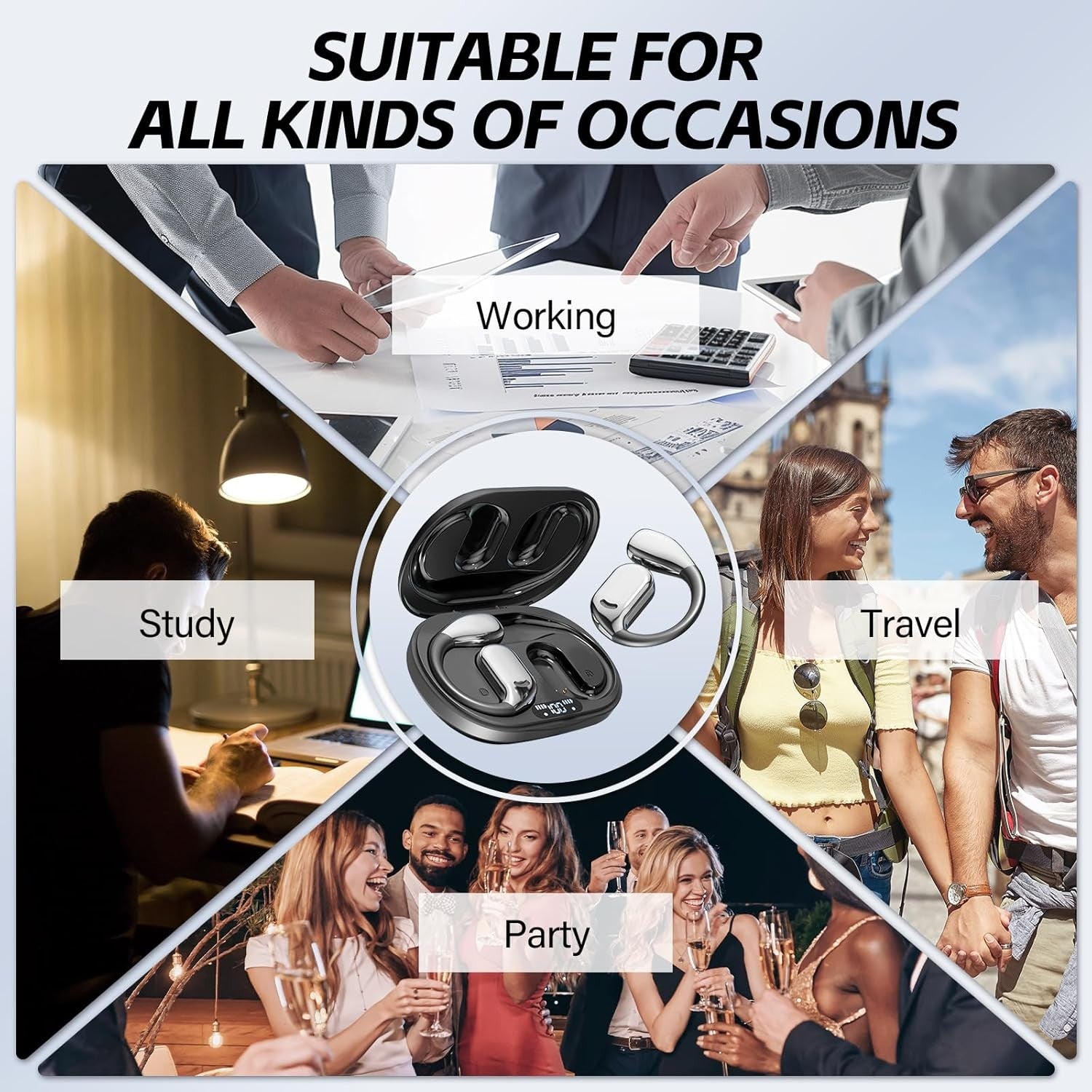 AI Translation Earbuds Real Time 144 Language Translation Earphones Bluetooth Translation Headphones Wireless Translator Headset HD Stereo Sound