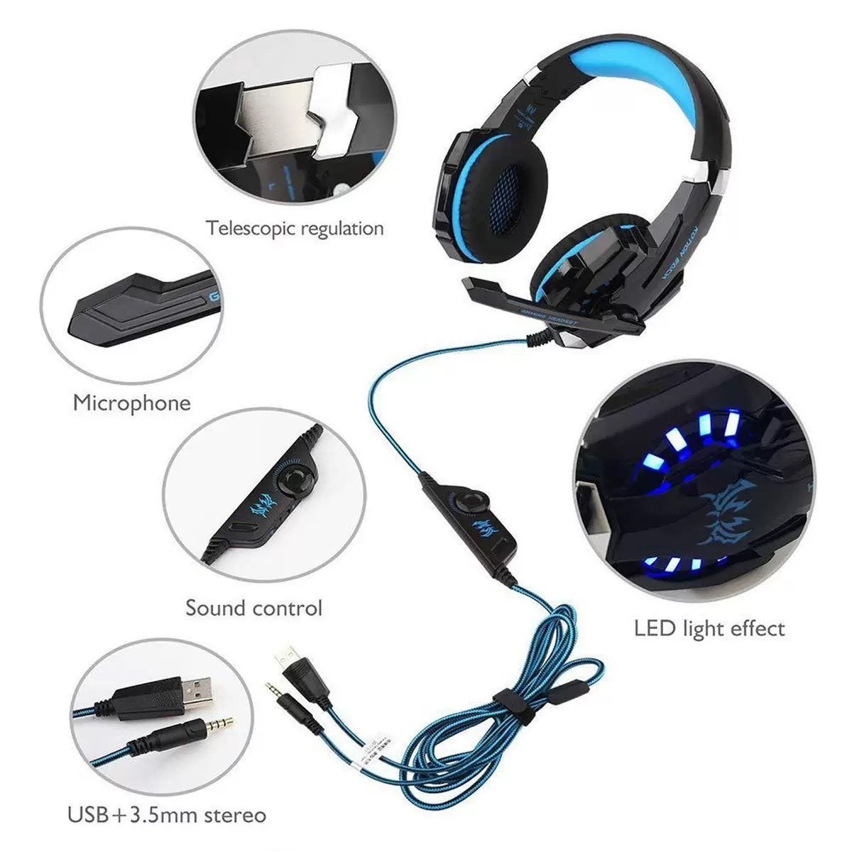 KOTION EACH head-mounted gaming headset, wired computer music gaming headset