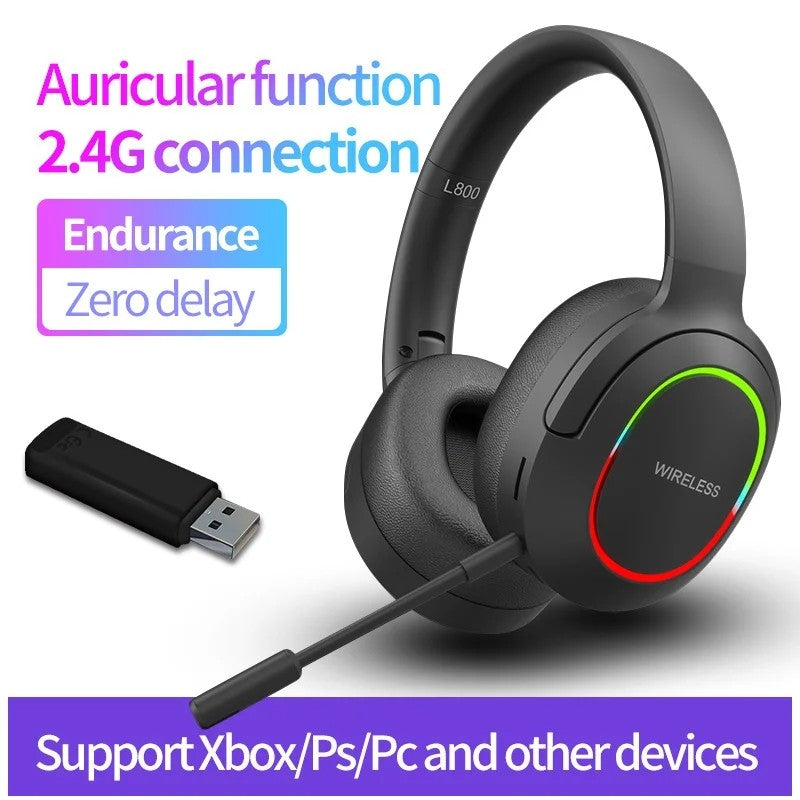 L800 Blutooth 5.1Headsets Gamer Surround Sound Stereo Wireless Earphone With MicroPhone Colourful Light PC Laptop Earpiece