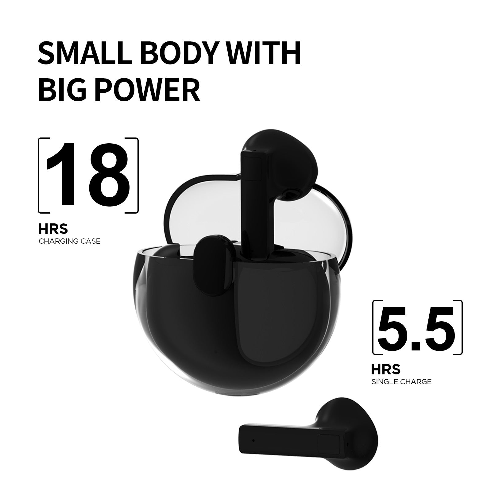 MOREJOY MJ112 True Wireless Earbuds, Bluetooth 5.3 Earbuds, IPX5 Waterproof Earphones, 2 Environmental Nosie Cancelling Microphones, 18H Play time