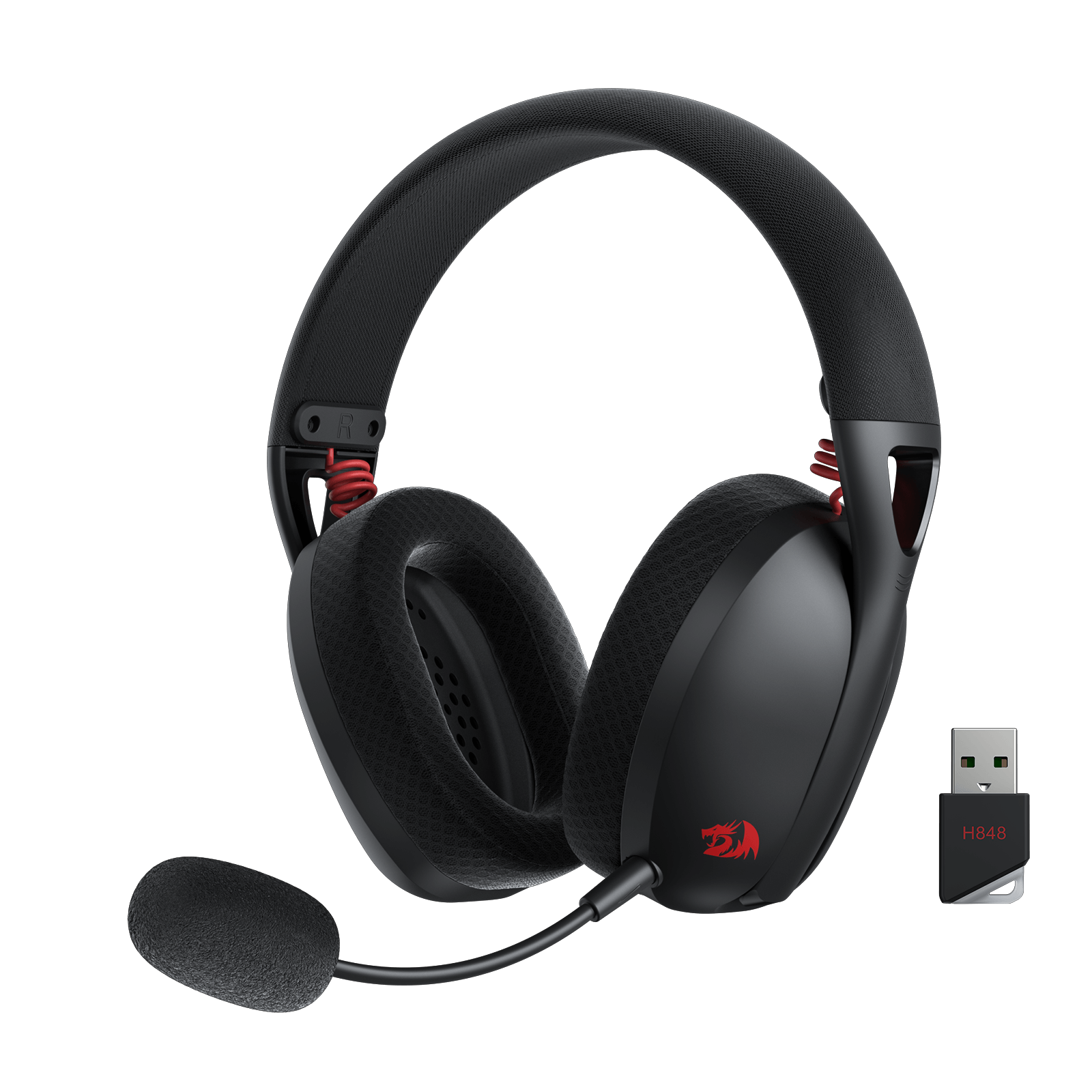 Redragon H848 Bluetooth Wireless Gaming Headset - Lightweight - 7.1 Surround Sound - 40MM Drivers - Detachable Microphone, Black