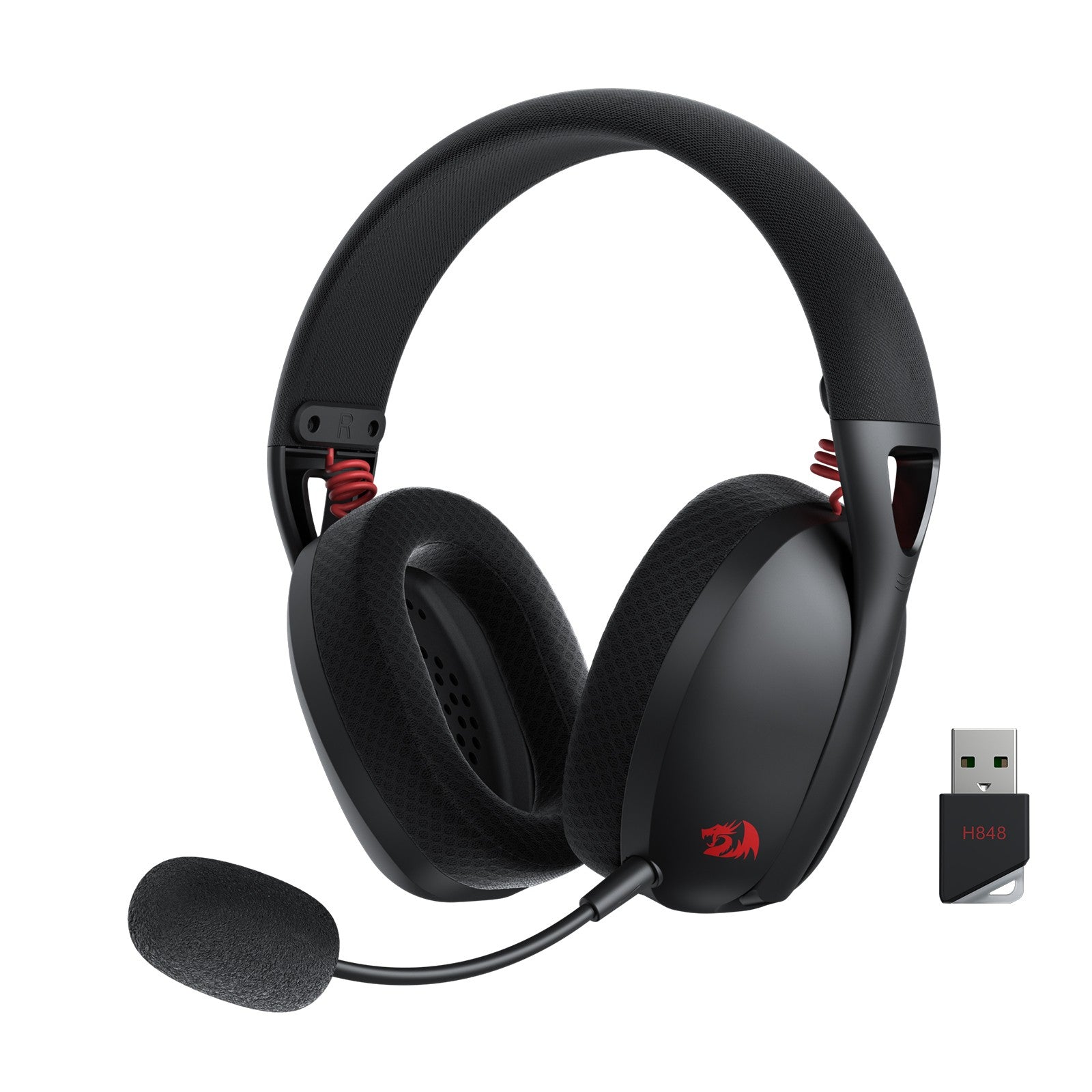 Redragon H848 Bluetooth Wireless Gaming Headset - Lightweight - 7.1 Surround Sound - 40MM Drivers - Detachable Microphone, Black