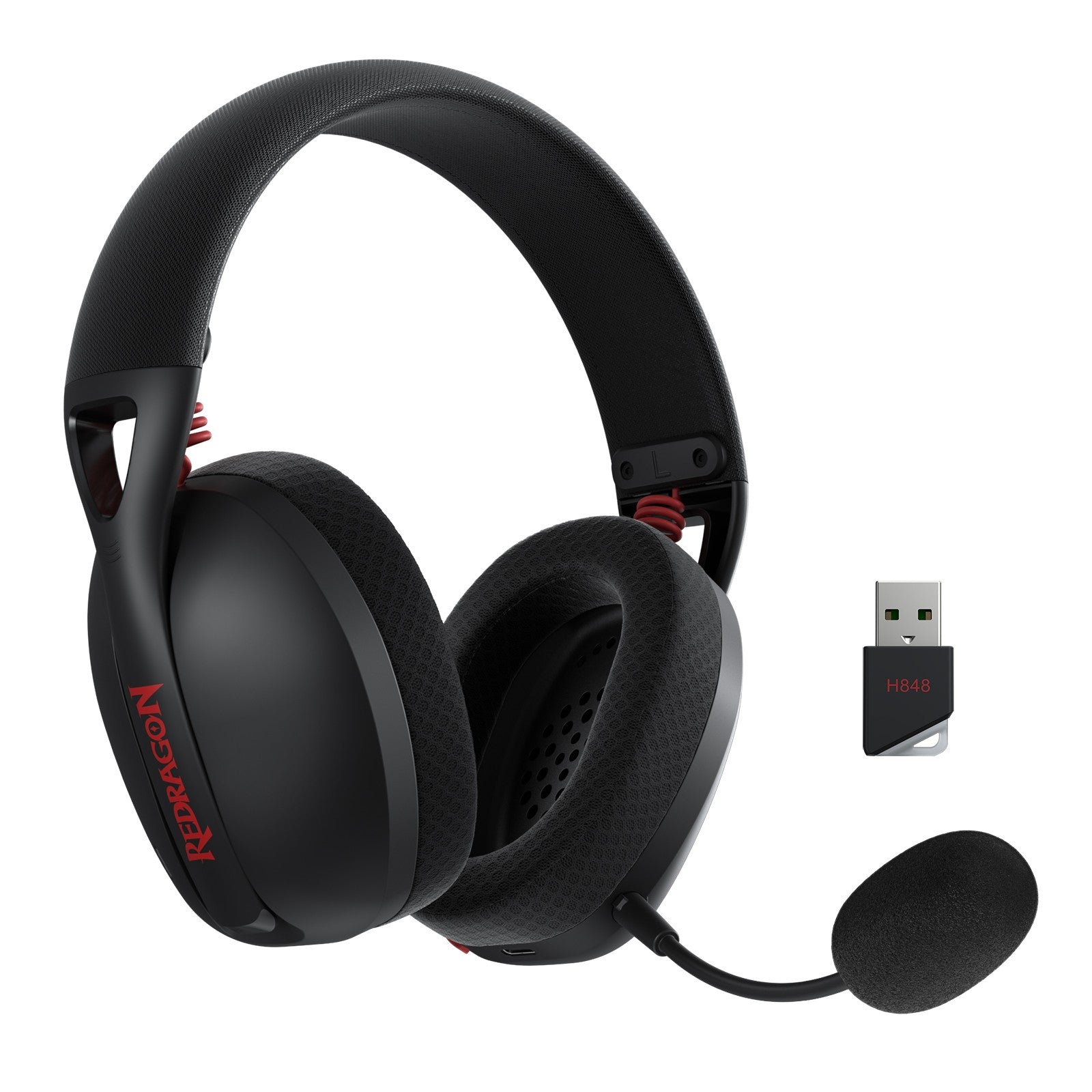 Redragon H848 Bluetooth Wireless Gaming Headset - Lightweight - 7.1 Surround Sound - 40MM Drivers - Detachable Microphone, Black