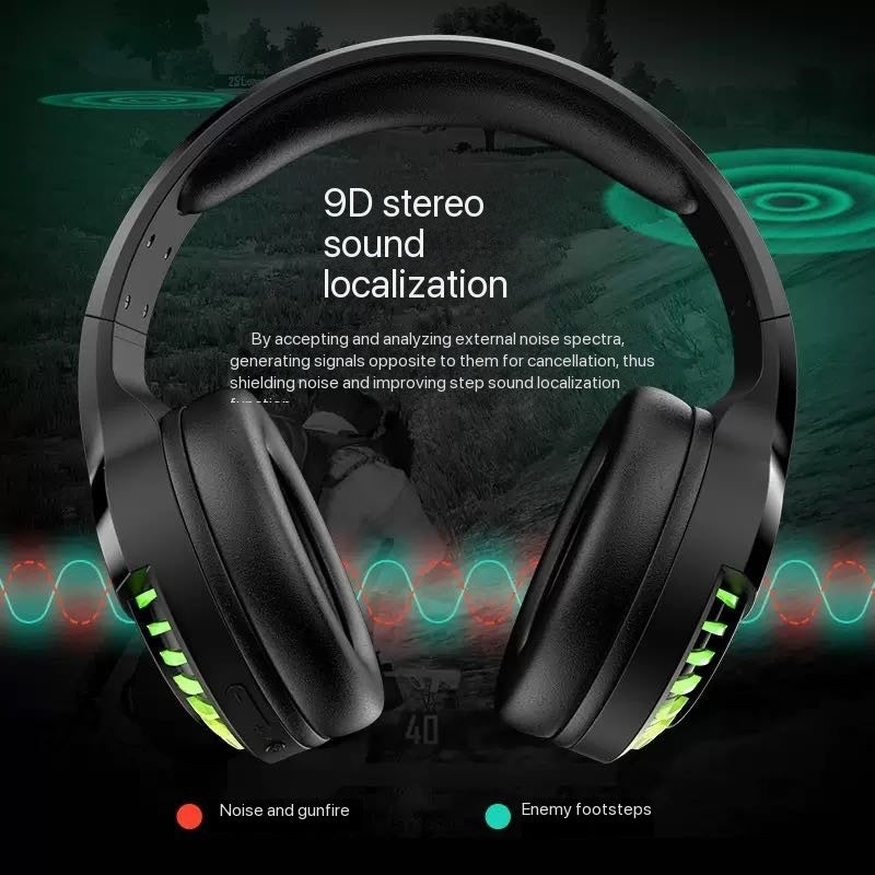 SH33 Bluetooth RGB Stereo Headset Over-the-Ear Heavy Bass Noise Reduction Gaming Headset