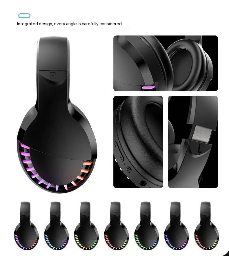 SH33 Bluetooth RGB Stereo Headset Over-the-Ear Heavy Bass Noise Reduction Gaming Headset