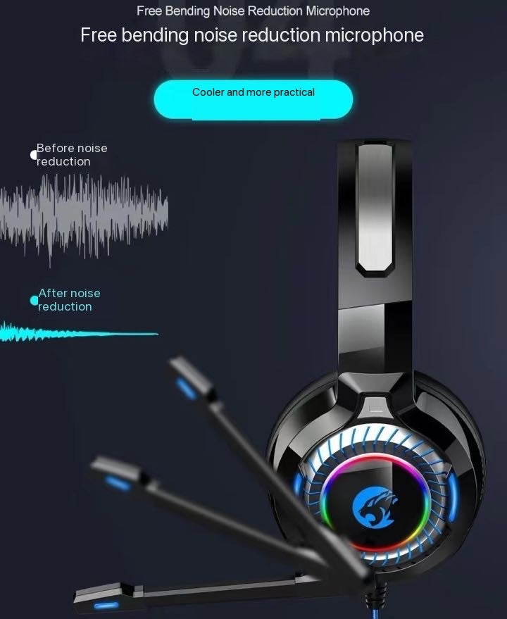 Youbai A60 Headworn Gaming Earphones, Computer Office Gaming Glow Wired Earphones