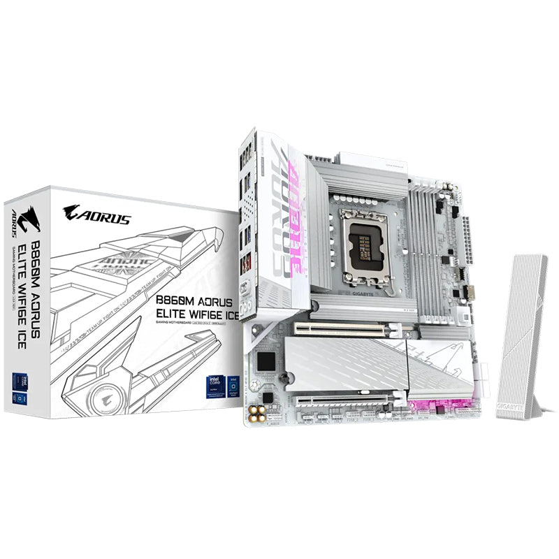 Gigabyte B860M Aorus Elite WiFi6E Ice LGA 1851 micro-ATX Motherboard