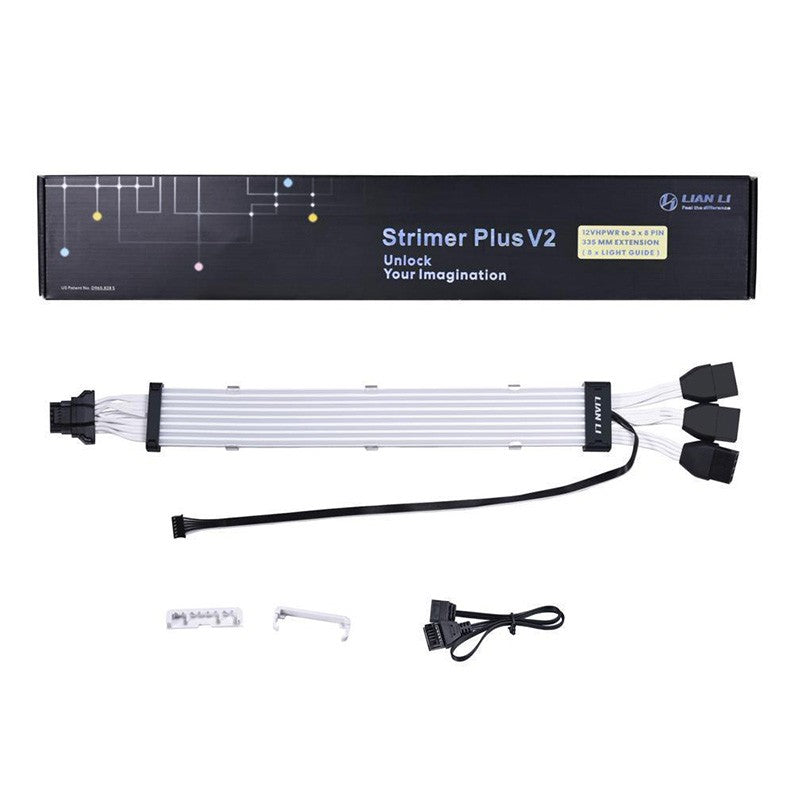 Lian Li Strimer Plus 12+4 Pin to 3X8 Pin 8 Lights Addressable RGB LED VGA Extension Cable